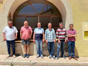 De izquierda a derecha: José Luis Marco, Antonio Gracia, Miguel Ángel Gómez, Julián Sancho, José Antonio Rallego (secretario del Ayuntamiento) y Javier Burillo